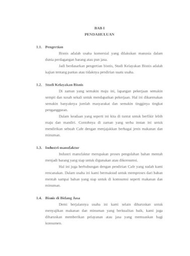 Contoh Proposal Usaha Cafe Doc Document